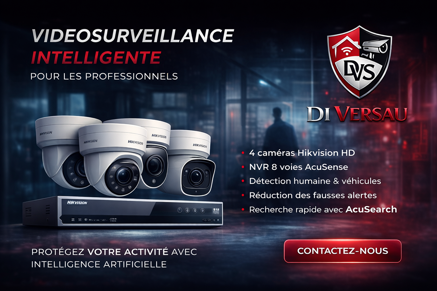 ⚠️PROMOTION⚠️ Sécurisez votre activité - 4 Caméra IA